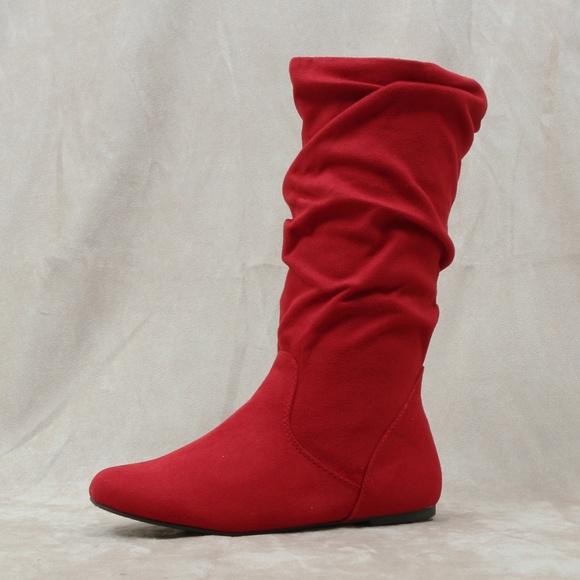 red calf high boots